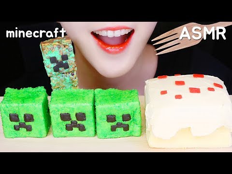 MINECRAFT TREATS ASMR CREEPER MARSHMALLOW ASMR CAKE ASMR RICE CRISPY ASMR