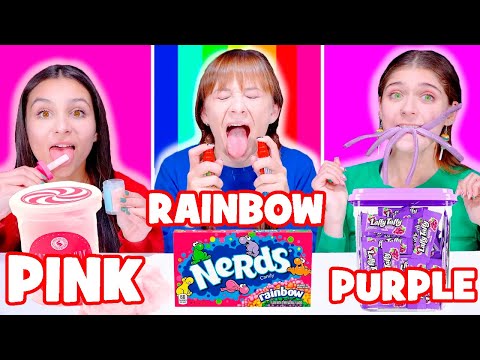 ASMR Purple Food VS Pink Food VS Rainbow Food Eating Sounds