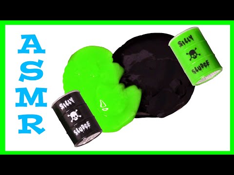 ASMR: Mixing Green and Black Slime (No Talking, Squishy, Slimy)