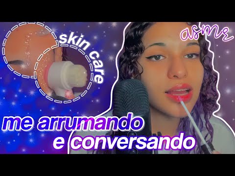 asmr | me arrumando e conversando com você 🤍 - skin care, finalização e maquiagem 😋