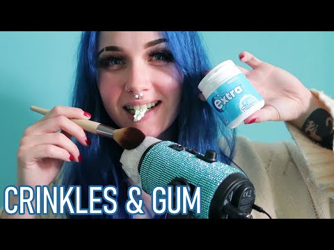 ASMR Tape Crinkles & Mic Brushing With Gum Chewing