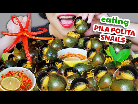 ASMR COOKING PILA POLITA SNAILS STIR FRIED WITH LEMONGRASS AND PEPPER ,EATING SOUNDS | LINH-ASMR