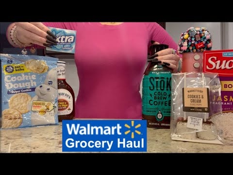ASMR Gum Chewing Walmart Grocery Haul | Whispered Tapping