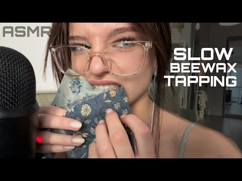 ASMR ☆ Slow Beeswax Wrap Tapping, Mouth Sounds & Whispering