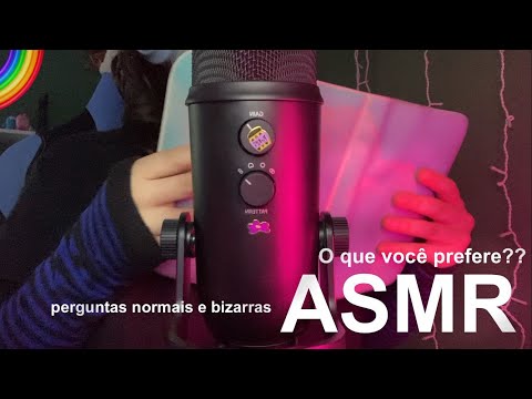 ASMR te fazendo perguntas: O que você prefere???🐋perguntas normais e bizarras🐊:3