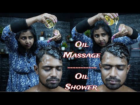 Oil Shower ASMR Head Massage With Satisfying Sound | Heavy Oil Scratching & Tapping Head Massage