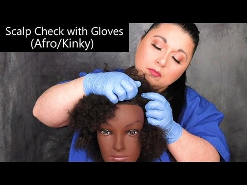 ASMR Scalp Check with Gloves on Afro/Kinky Hair | Whispering, Combing, Scratching | Medical RP