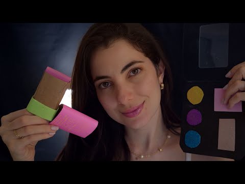 ASMR maquiagem de papelão e madeira em você 