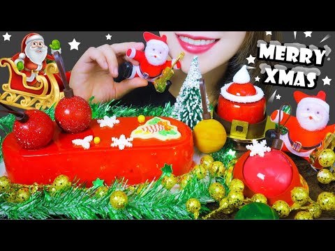 ASMR MERRY CHRISTMAS CAKES , EATING SOUNDS | LINH -ASMR