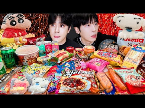 ASMR MUKBANG | 편의점 불닭 떡볶이 디저트 먹방 라면 아이스크림 초콜릿 & BLUE DESSERT HONEY JELLY CANDY