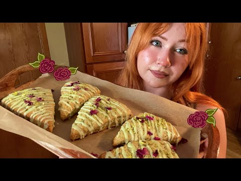 ASMR Baking Pistachio Rose Scones From Scratch (Close Whispered Voiceover)