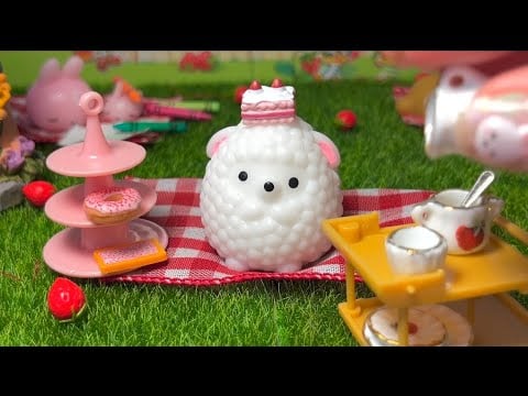 ASMR🍓🍰 Mochi Sheep Strawberry Shortcake Spa Day  (Toy ASMR Roleplay)