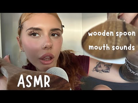 ASMR wooden spoon eating & scooping you (mouth sounds for sleep)