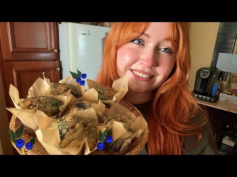 ASMR Baking Blueberry Muffins From Scratch (Close Whispered Voiceover)