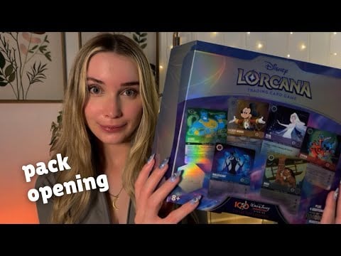 ASMR opening the Disney Lorcana 100 Collection Box (crinkles, tapping, whispers)