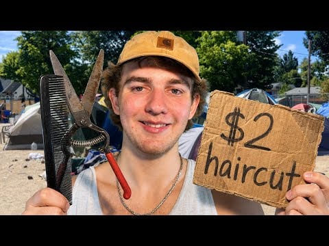 ASMR $2 Homeless street barber