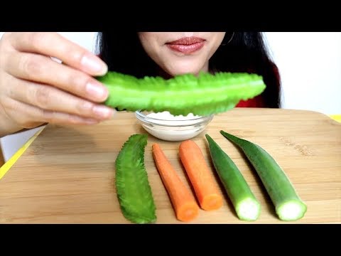 ASMR Crunchy Raw Okra Eating Sounds | Winged Bean Carrot Veggies Mukbang
