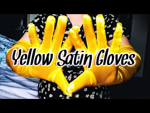 Yellow Satin Gloves 🧤 Visual ASMR {No Talking 🌸 Hand Movements}