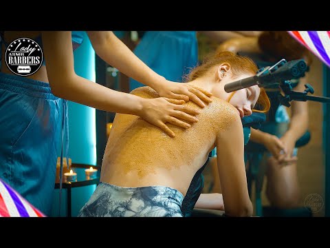 ASMR Back Massage with Scrubbing by Barber Lady Milena