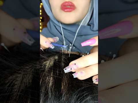 Scalp Massaging& Scratching& Needles Plucking 💆🏻‍♀️📌 #asmr #asmrmassage #shorts #canada #relaxing