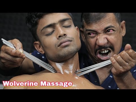Asim Barber Wolverine Massage With Chopsticks | Asim Barber Hair Crack Neck Crack Ear Crack ASMR