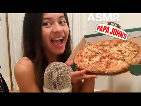 ASMR Español- COMIENDO PIZZA 🍕 PEPPERONI Y HAWAIIANA con ALITAS (PAPAJOHNS MUKBANG)