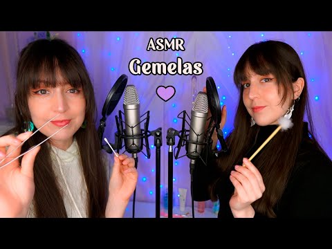 ⭐ASMR Limpieza de Oídos de Gemelas [Sub] Sonidos Relajantes Dobles💜