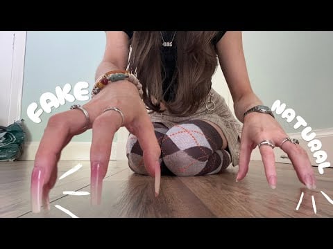 ASMR fake VS natural nails floor tapping and scratching edition!💅🏼