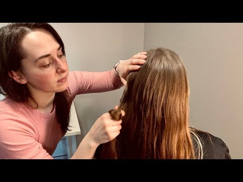 ASMR Hair Pull Head Massage, Whispered ✨ Sectioning, Scalp Exam, Hair Pulling [Real Person ASMR]