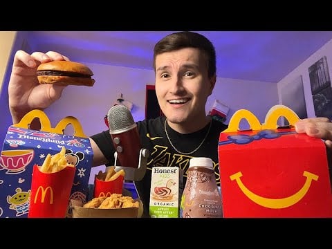 ASMR YUMMY McDonald’s Happy Meal Mukbang (eating sounds + whisper rambles)