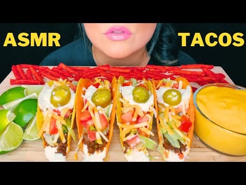 ASMR NACHO CHEESE CRUNCHY TACOS MUKBANG (NO TALKING) EATING SOUNDS