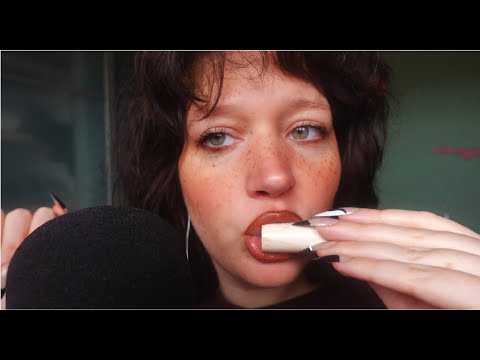 ASMR mouth and eating sounds, no talking (candy eating, nibbling, fake food