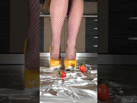 High Heels vs Strawberries! Oddly Satisfying Food Crushing! ASMR