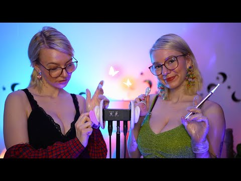 ASMR Twin Ear Cleaning for Double Tingles {ear attention, massage..}