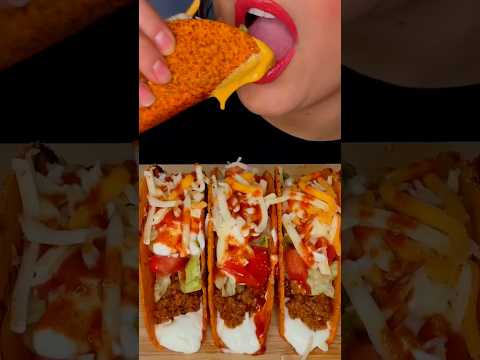 Nacho cheese crunchy tacos #asmr #taco #cheese #food #eating