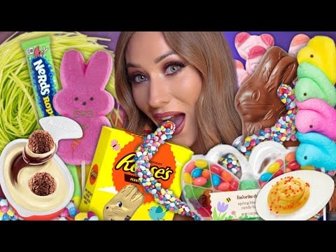 ASMR | Ultimate Easter Candy Overload 🐣🍭 MUKBANG | Giant Bunny, Peeps &.. Edible Grass?! 