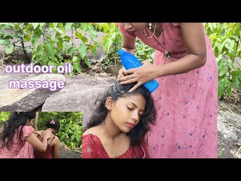 Outdoor ASMR | Relaxing Hair Oiling & Neck Massage Sounds 🌿✨