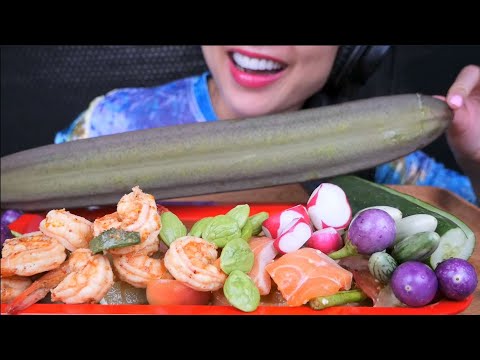 SEAFOOD SALAD THAI STYLE + FRESH VEGGIES (ASMR EATING SOUNDS) NO TALKING | SAS-ASMR