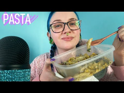 ASMR Eating Cheesy Chicken Pesto Pasta