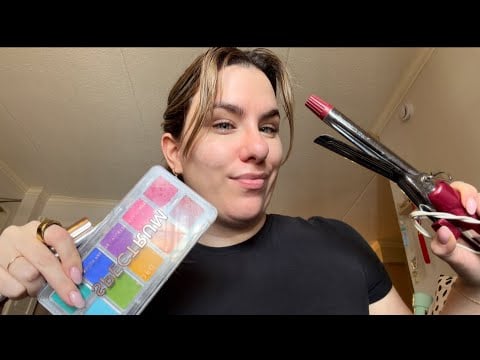 ASMR Doing Your Makeup and Curling Your Hair 