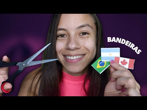 ASMR CORTANDO BANDEIRAS • Voz suave, Tesoura, Papel, Sussurros ✂️🇧🇷