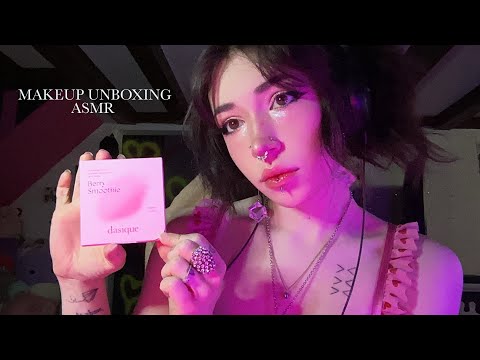 Makeup Haul & Unboxing ASMR | Swatching, Tapping, Scratching, Lid Sounds, Whispering, Rambling