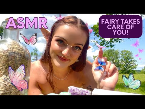 ASMR | Kind Fairy Cleanses Your Aura 🌿🧚(negativity plucking, bug searching, mouth sounds)