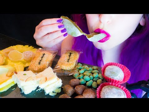 ASMR: Japanese Mochi & Chinese Hot Edamame & Indian SoanPapdi ~ Relaxing Eating[No Talking | Vegan]😻