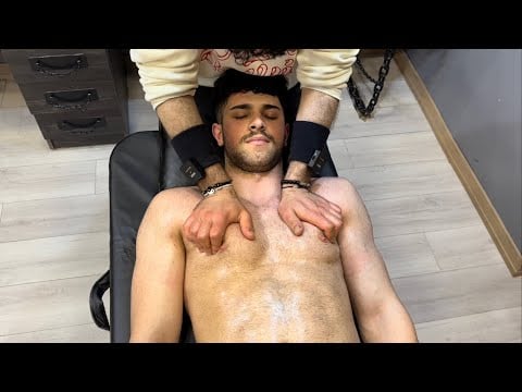 ASMR FULL BODY BARBER SERVICE - ASMR massage in a barber's chair - Muscle man Massage
