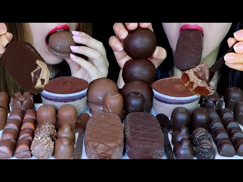 ASMR MILK + DARK CHOCOLATE (MARSHMALLOW, ICE CREAM BAR, CHOCOLATE SPOON, MOUSSE CAKE, KINDER BUENO먹방