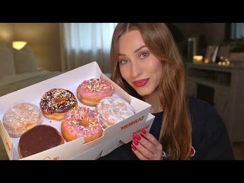 ASMR | Trying Dunkin' Donuts & *NEW* Limited Edition Cotton Candy Specialty Donut 🍩 (Mukbang)