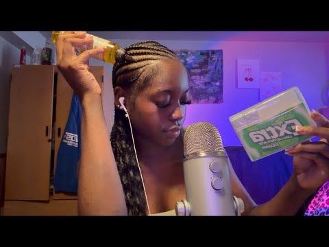 ASMR Oiling My Scalp + Gum Chewing