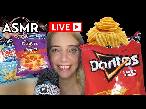 ASMR EN VIVO!! PROBANDO SNACKS - SONIDOS CRUJIENTES