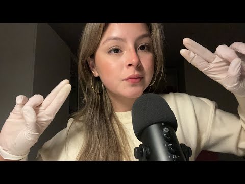 ASMR cranial nerve exam wit gloves 